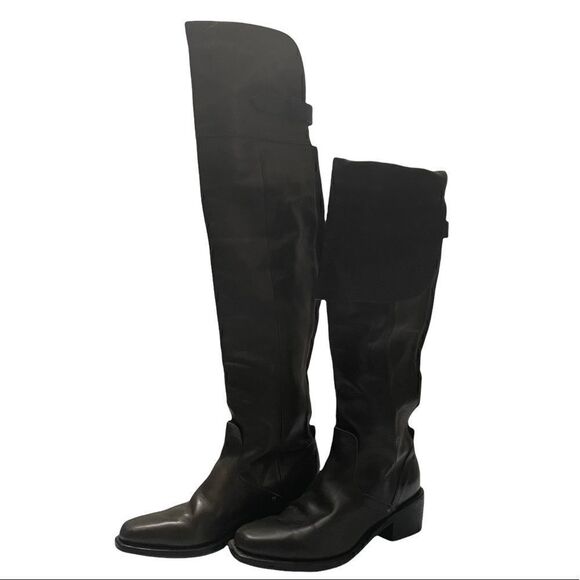 Rag & Bone Brown Leather Equestrian Riding Knee High Stretch 2” Boots - Picture 1 of 9
